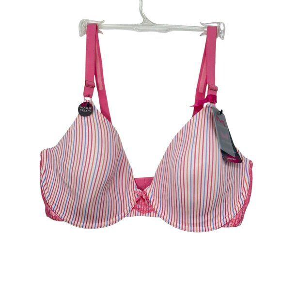 Maidenform T-Shirt Underwire Bra Pink Stripe Women 40D Everyday Extra Coverage - Picture 7 of 11